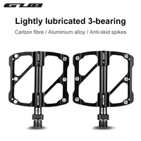 GUB GC070 Aluminium Alloy Bicycle Anti-skid Pedals MTB Road Bike Lightweight 3 Bearing Flat Pedals CNC Carbon Fibre Bushings