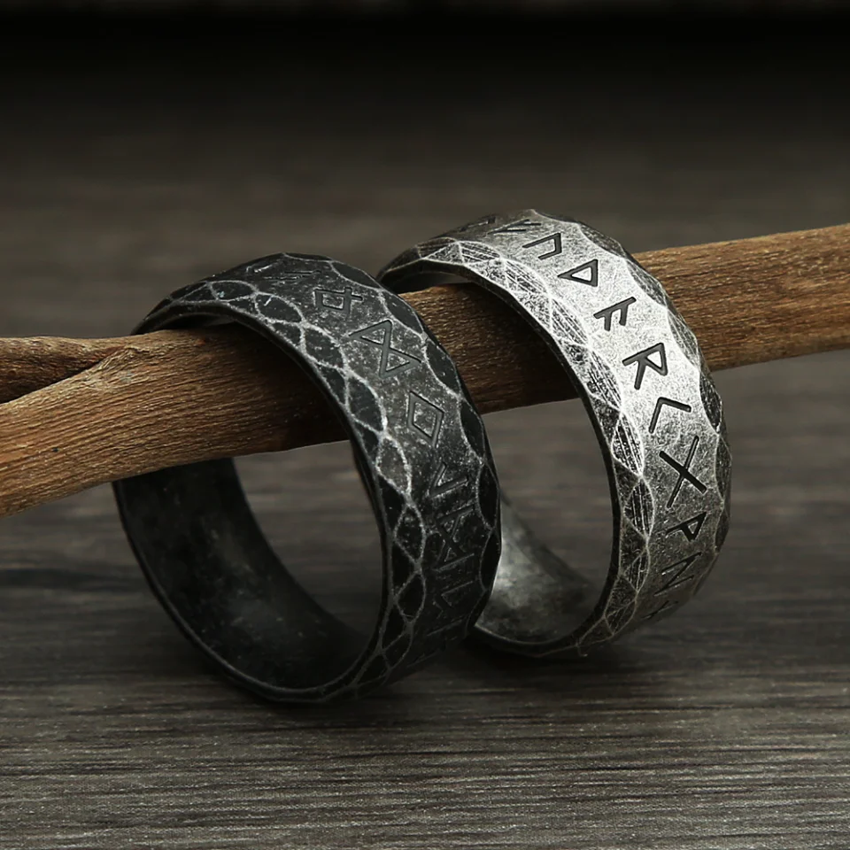 خمر الفايكنج رون الدائري للرجال النساء 316L الفولاذ المقاوم للصدأ موضة الشمال تميمة خواتم بسيطة تميمة مجوهرات هدية دروبشيبينغ