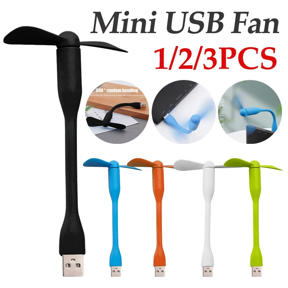 

1-3PCS Flexible Portable Mini USB Fan for Power Bank Notebook Computer Summer Travel Cooling Gadget Mobile Phone USB Fans