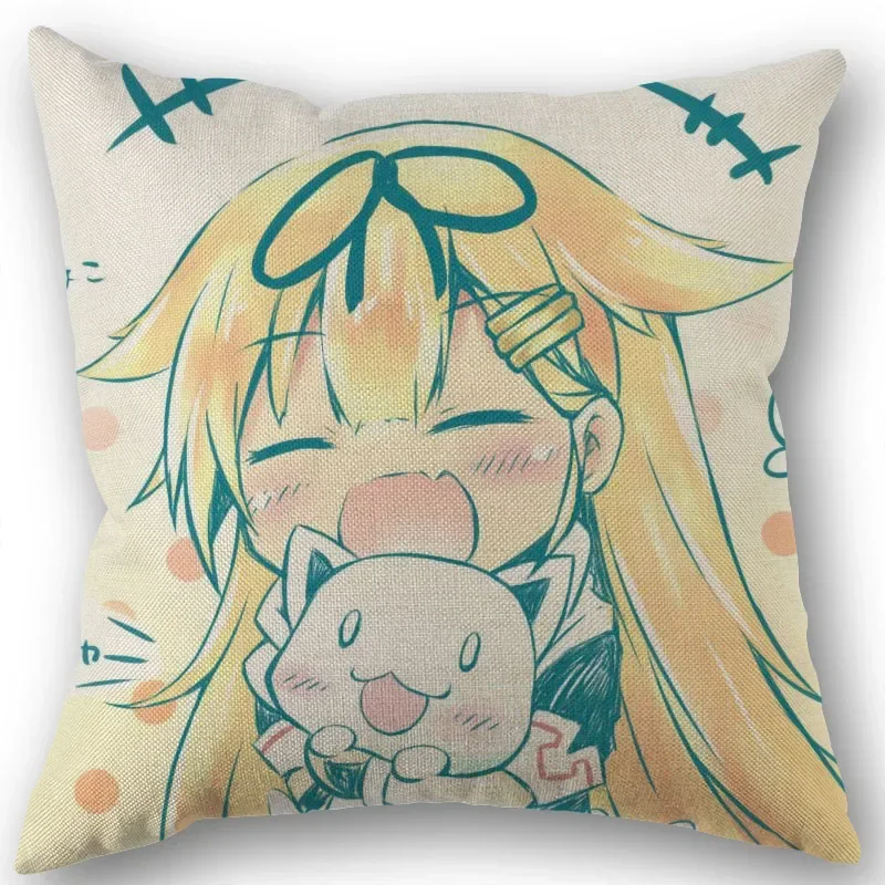 Anime Girl Kancolle Pillow Covers  Linen Zippered Square Decorative Pillowcase Outdoor,Office,Home Cushion 45x45cm