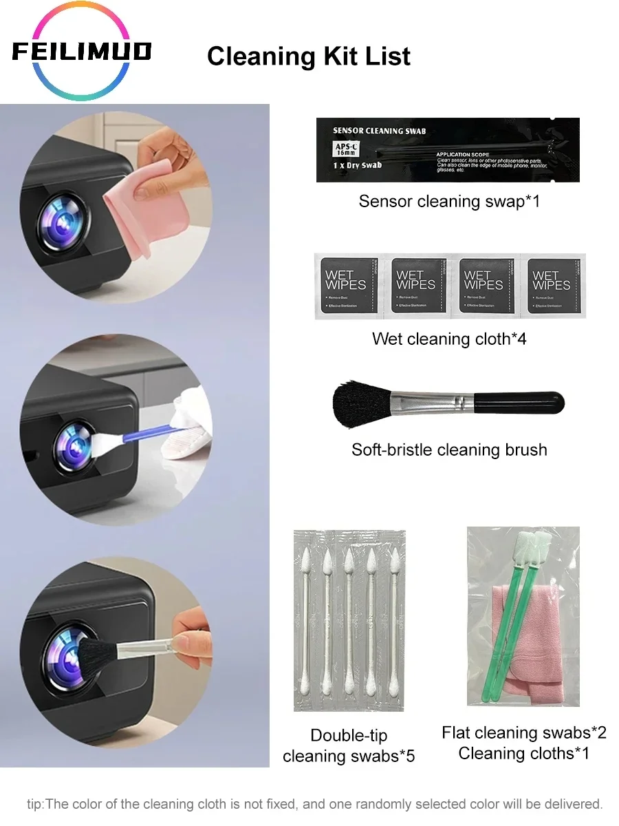 

Портативный набор для чистки проекторов Feilimud, универсальный набор инструментов для чистки линз, практичный и удобный.