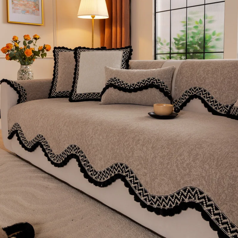 EIFLOY-Retro Chenille Sofa Seat Cover 3 Seater, for Living Room, Non-slip, Couch Slipcover, Furniture Protector, for All-season