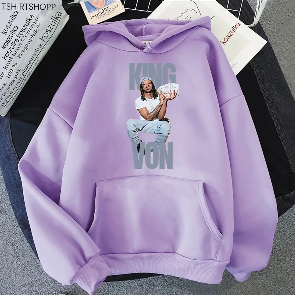 Men's and Women's Pure Cotton Sweatshirt Rapper K-King Von Hoodie Fashion Street Hip-Hop Retro Pullover Autumn and Winter New