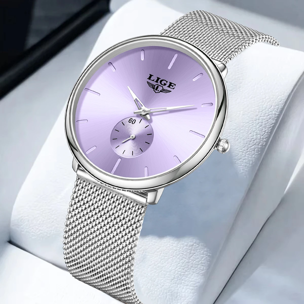 

LIGE Elegant Woman Watches Simple Luxury Stylish Ultra-Thin Classic Steel Mesh Belt Waterproof Casual Quartz Women's Wristwatch