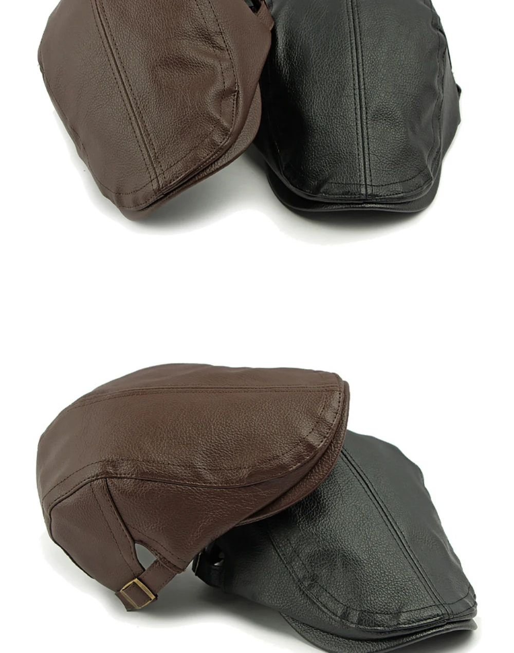 HT4953 Herren- und Damen-Baskenmütze, Vintage-Künstler-Malermütze aus PU-Leder, flache Ivy-Mütze für Damen und Herren, dicke warme Herbst-Winter-Baskenmütze – Detail 3
