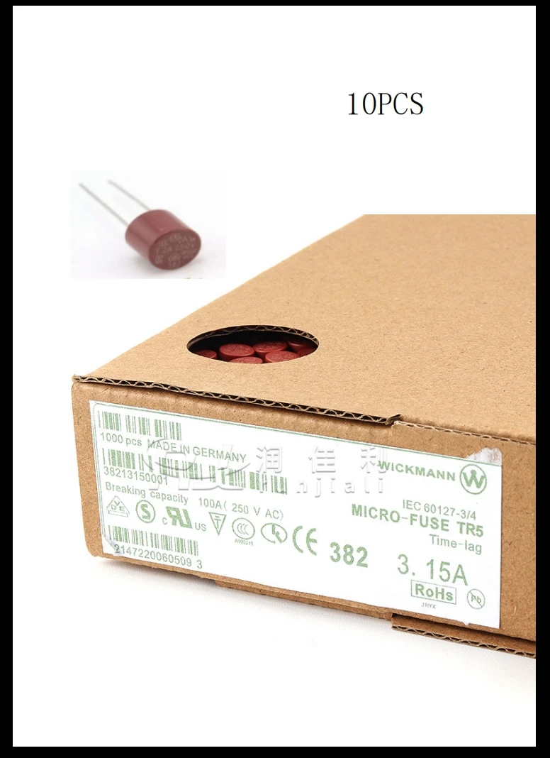 10PCS 382 Time-Lag Cylindrical Fuse  0.5A 1A 1.6A 2A 2.5A 3.15A 4A 5A 6.3A 8A 10A For LCD TV Power Board