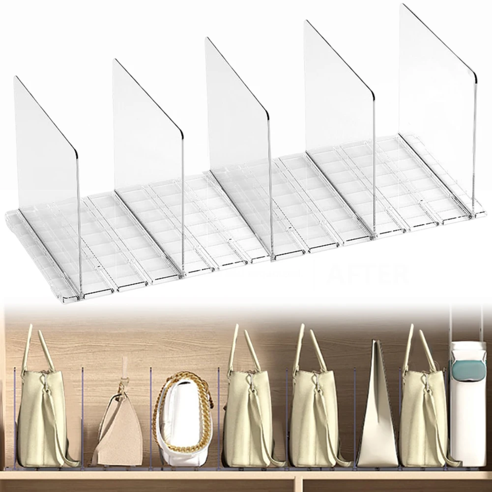 

Shelf Dividers for Closets Plastic Transparent Handbag Purse Bag Clothes Divider Shelf Clear Removable Shelf Separators