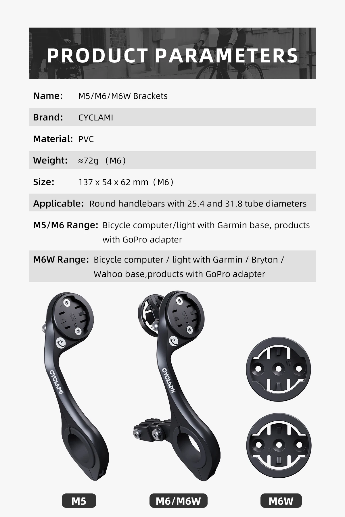 CYCLAMI Fahrradcomputerhalterung Gopro Kamerahalterung Scheinwerferhalterung M5 M6 Unterstützung GARMIN XOSS IGPSPORT, M6W Unterstützung Bryton Wahoo – Detail 4