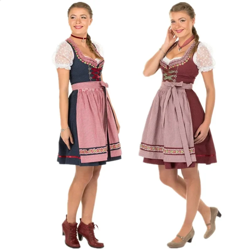 High Quality Fashion Women's Germany Oktoberfest Beer Girl Costume Bavarian Wench Maid Fancy Dress S-XXL BS4269