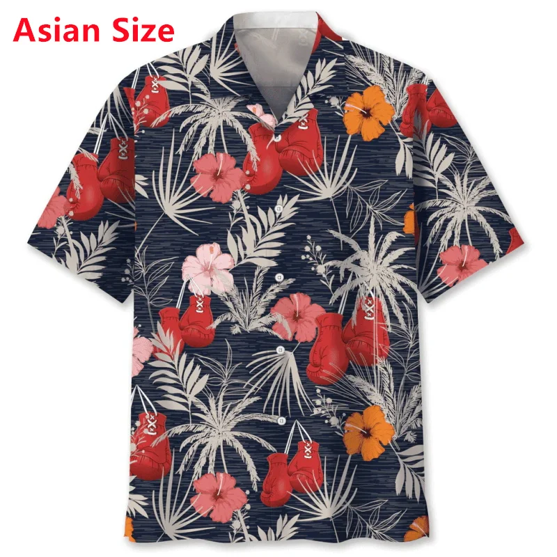 Men's Boxing Hawaiian Shirts Blouse Full Printing New In Casual Short Sleeve Beach Shirts Tops Mens Tropical Holiday Shirt