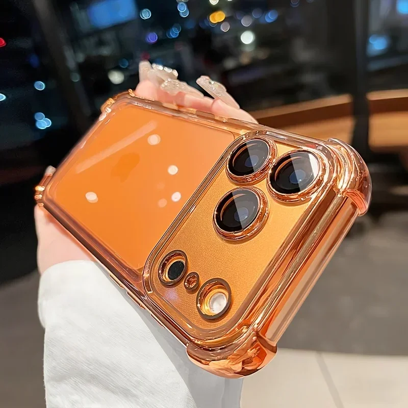 Luxuriöse, stoßfeste, transparente Handyhülle mit Beschichtung für iPhone 17 16 15 14 Plus 13 12 11 18 Pro Max, weicher Stoßfänger mit Objektivschutz – Detail 3