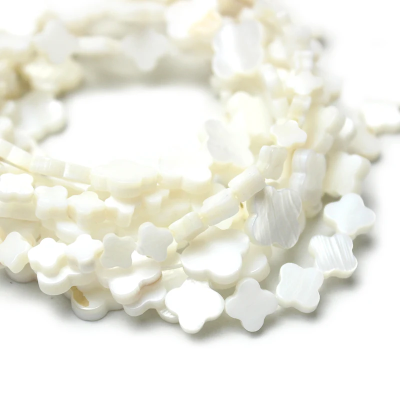 Natural Shell Beads White Mother Of Pearl Shell Clover Shape Beads 6 8 10 12 14mm Beads For Diy Bracelet Necklace Jewelry Making