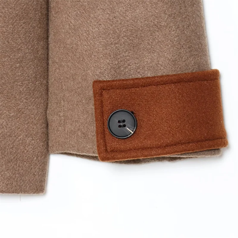 KEYANKETIAN 2025秋冬新作 レディース ウールスーツ レトロスタイル パッチワーク装飾 ダブルブレスト ルーズブレザー グレートコート