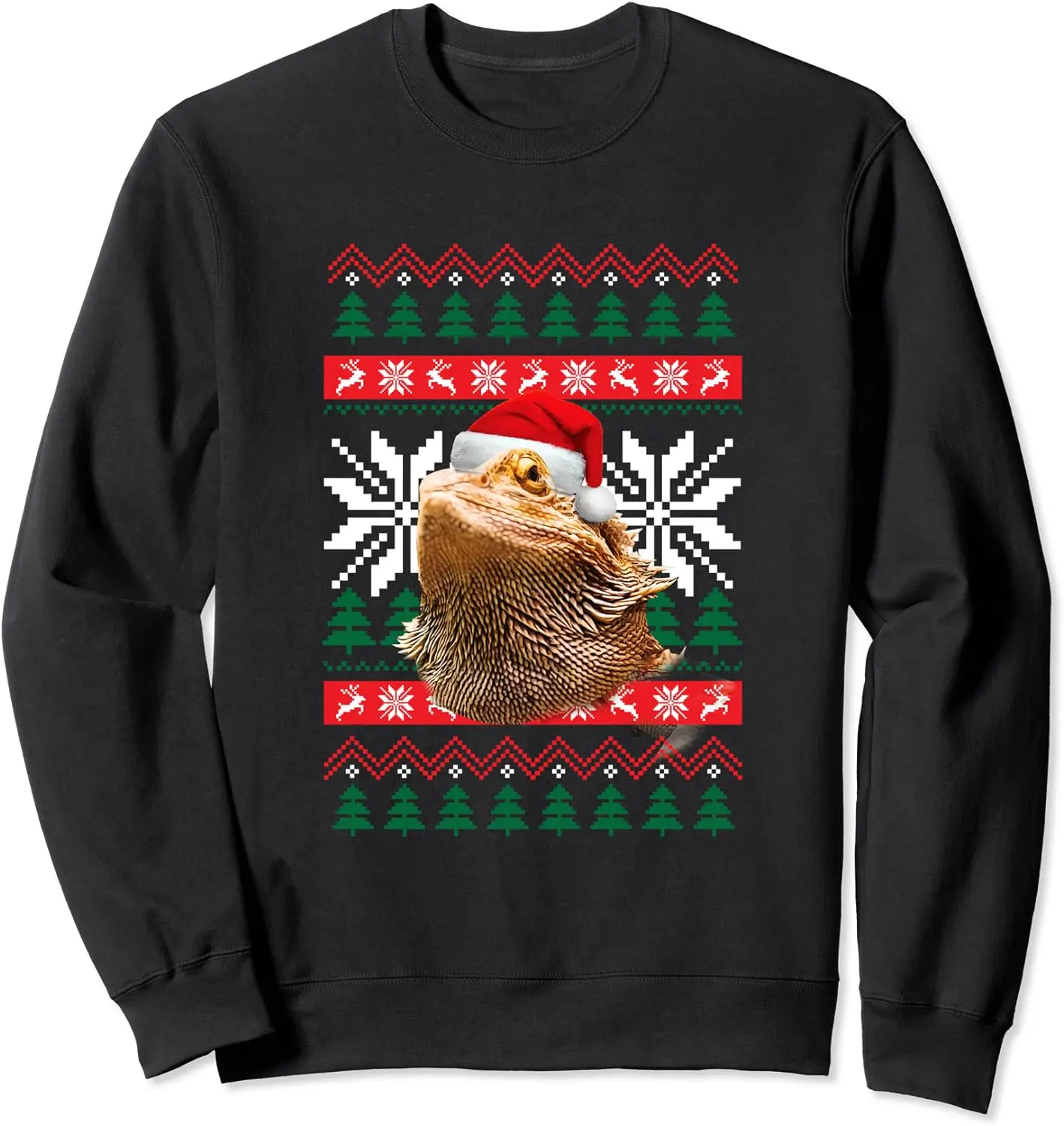 Bearded Dragon Ugly Christmas Sweater Santa Hat Lizard Sweatshirts New 100% Cotton Casual Mens Pullover Hoodie Xmas Streetwear