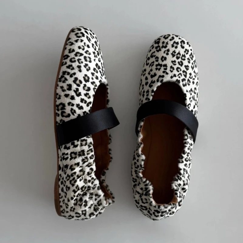 

Фланелевые балетки с леопардовым принтом, женские туфли без шнуровки с круглым носком, элегантные осенне-зимние дизайнерские лоферы Мэри Джейн с кожаным ремешком