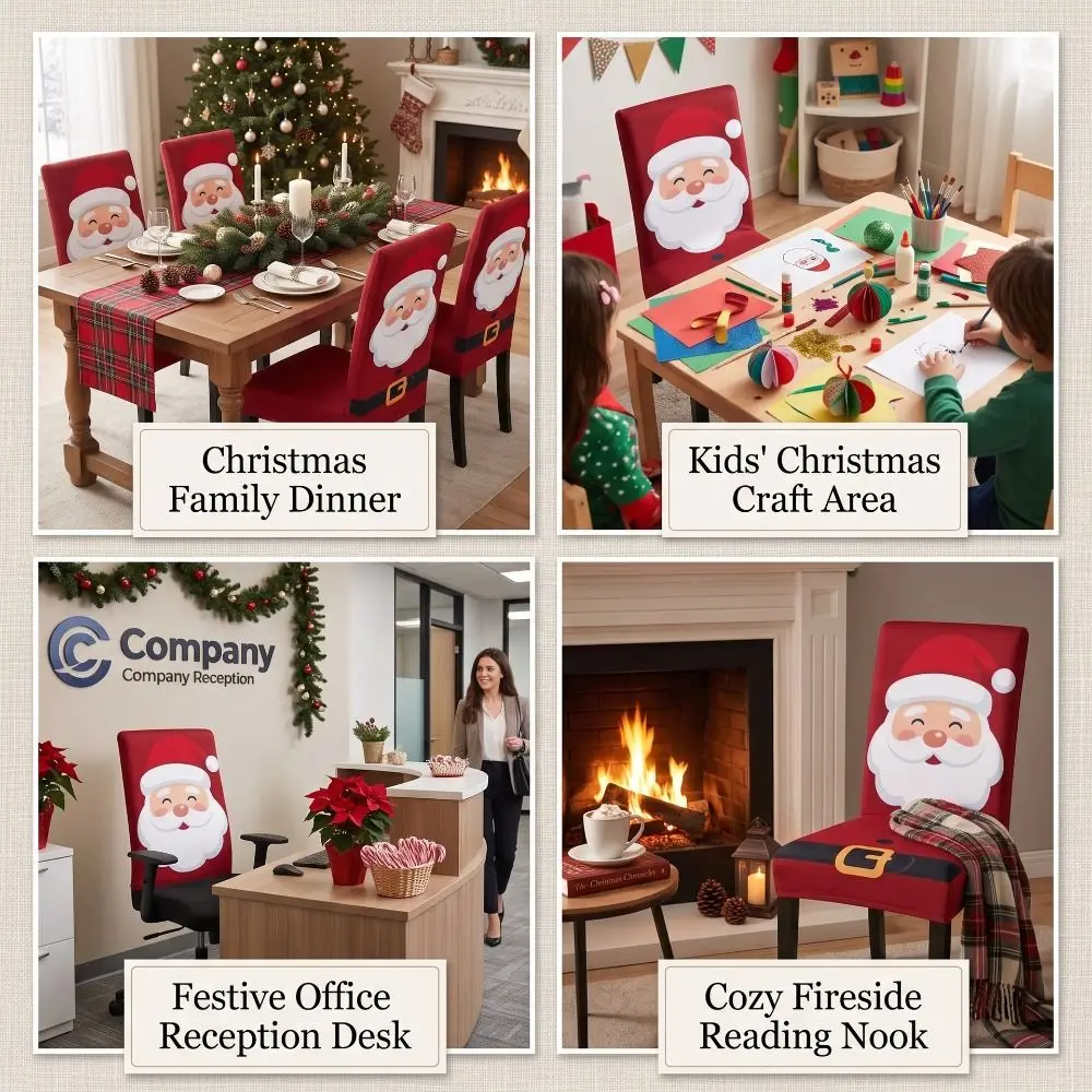 Full Package Christmas Chair Cover Elastic Stretch High Back Dining Chair Cover Dustproof Washable Chair Protector Slipcovers