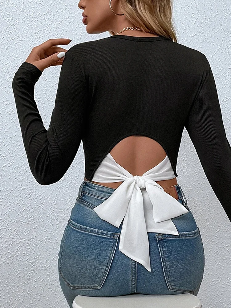 여름 신상 한국 라운드넥 허리끈 반팔 티셔츠 슬림핏 탑 쇼핑 캐주얼 섹시 스파이시 걸 스타일 숏탑