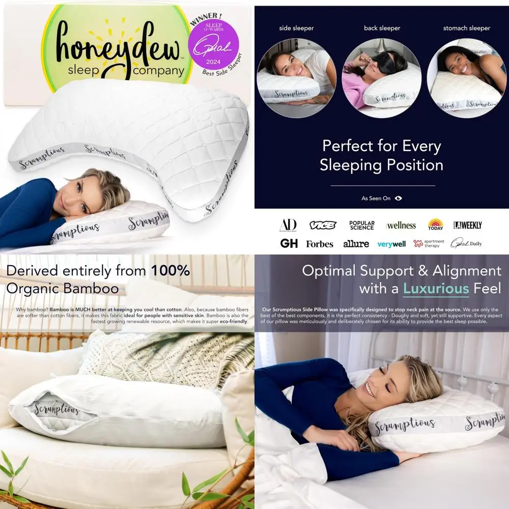 

Luxurious Honeydew Cooling Side Sleeper Pillow - Ideal for Neck and Shoulder Comfort with Bonus Pillowcase