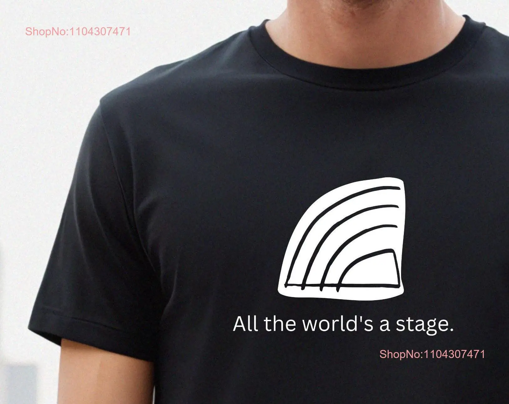 All the World's a Stage T Shirt Abstract on Black Shakespeare Quote Icebreaker Conversation Starter Lit