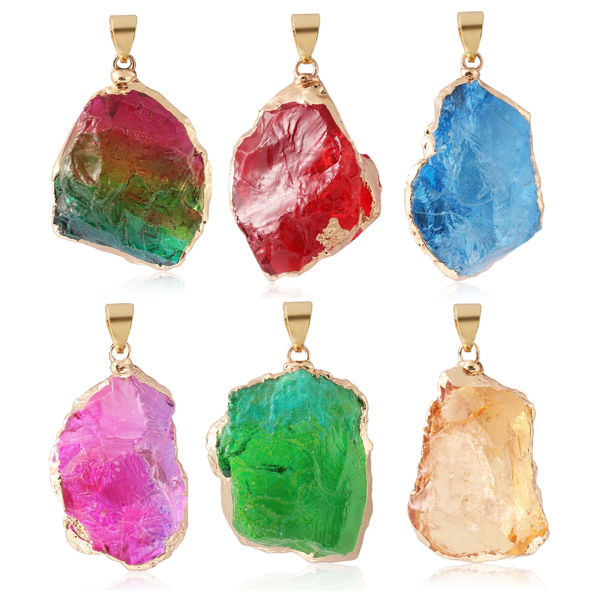 Colorful Glass Irregular Shaped Pendant Jewelry Making DIY Necklace Earrings Bracelet Charm Accessories Popular Jewelry