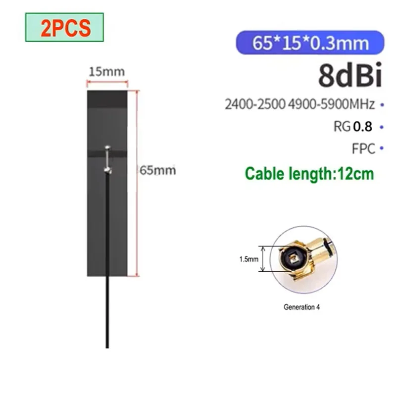 Eoth 2 Stück IoT WLAN-Antenne 5,8 GHz 2,4 GHz Dual-Band Eingebaute FPC-Softboard für Bluetooth PCB Patch-Antenne Generation 4 – Detail 3