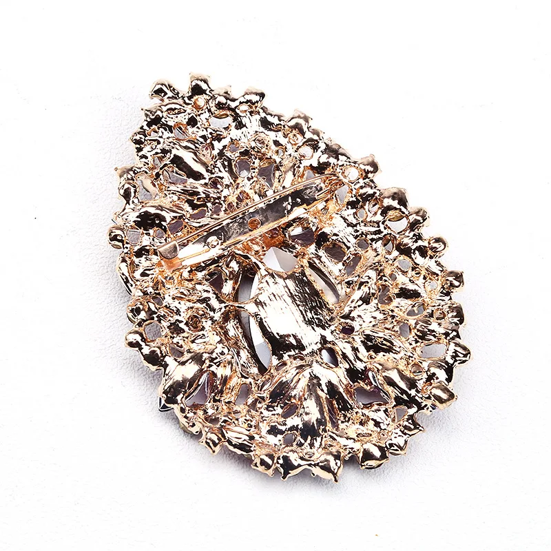 SKEDS Women Vintage Luxury Rhinestone Brooch Pin Waterdrop Big Rhinestone Jewelry Wedding Party Brooches Pins Banquet Corsage