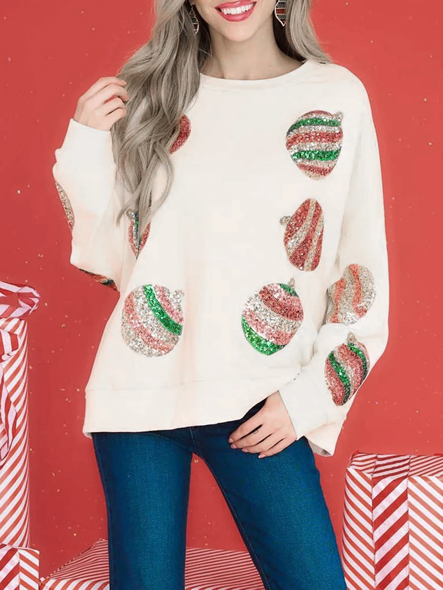 Women s Christmas Sweatshirts Funny Novelty Graphic Xmas Shirt Casual Oversized Long Sleeve Pullover Sweatshirts Top