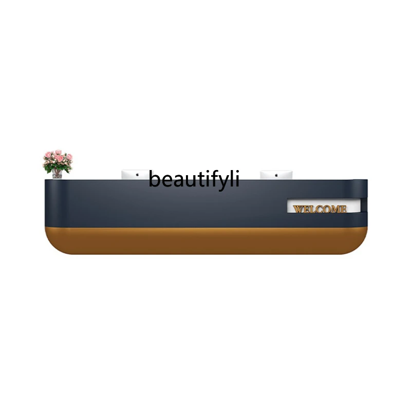 Hotel Company Reception Desk Paint Bar Curved Cashier Commercial Creative Contact Information Desk