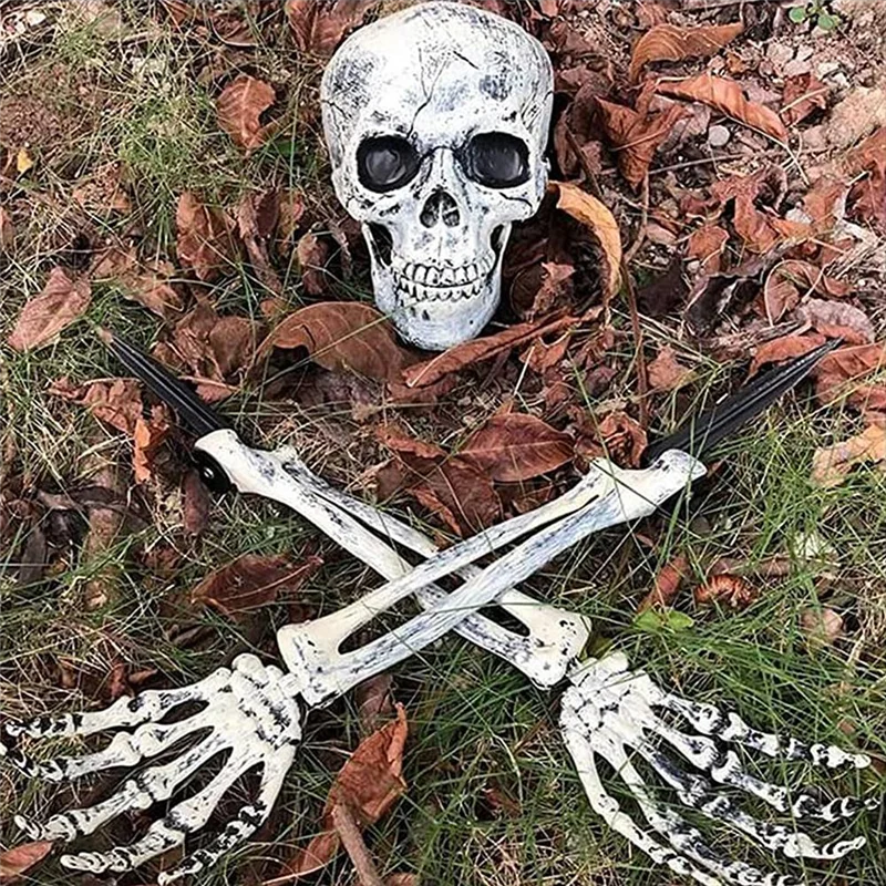 

【Favorite!】Realistic Skeleton Stakes Halloween Realistic Skull Horror Party Garden Decorations