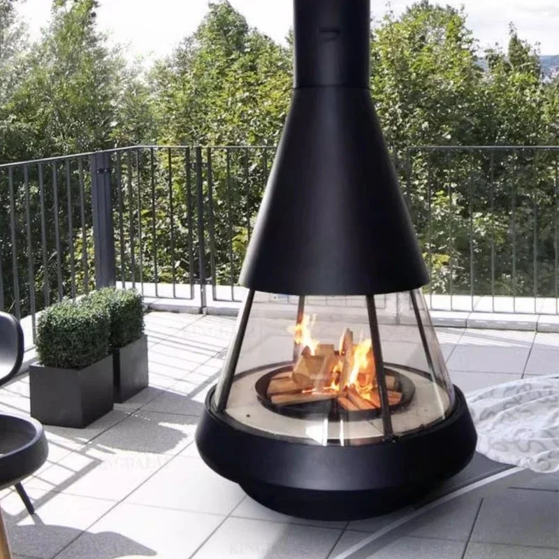 OEMFirewood burning hotel villa living room homestay heating hanging stove, wall hanging stove real fire burning wood