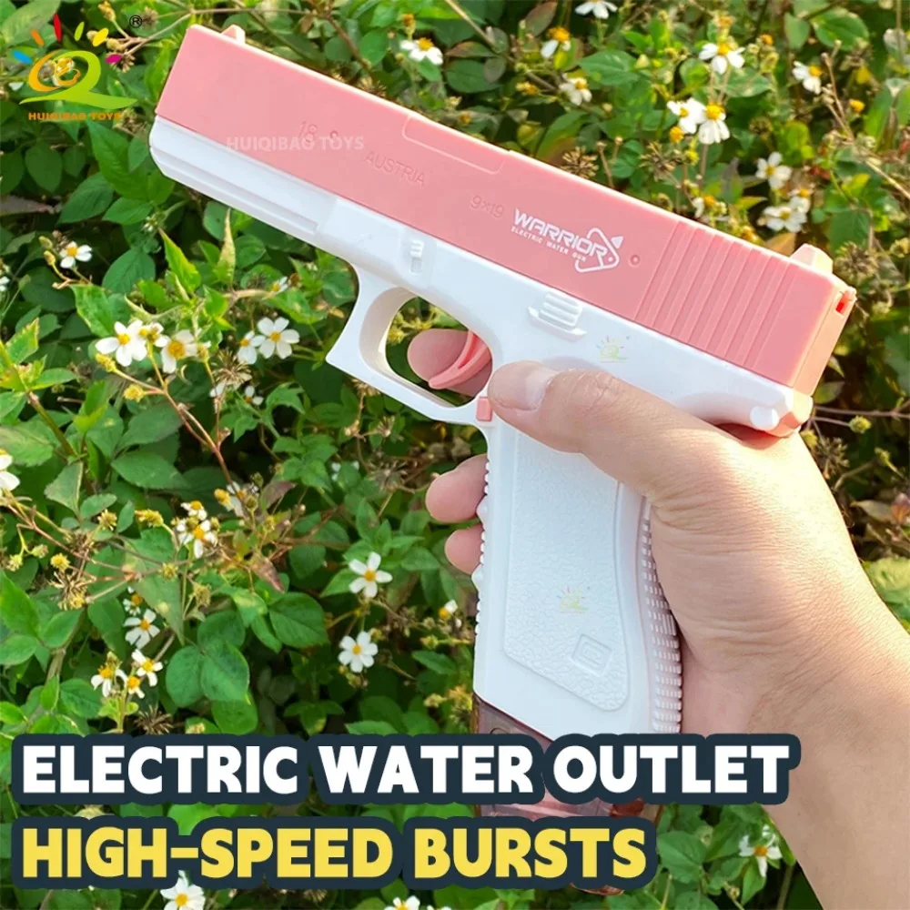 HUIQIBAO Water Gun Electric Glock Pistol Shooting Game Fun Firing Summer Outdoor Beach Fight Fantasy Toys for Children Boys Gift