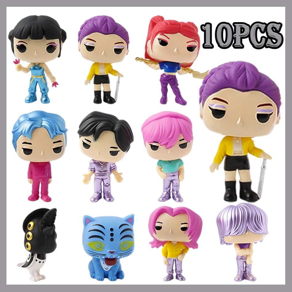 

1-10pcs Kpop Demon Hunters Figure Pvc Model Anime Figurine Collection Statue Desk Decoration Dolls Children Toys Halloween Gifts