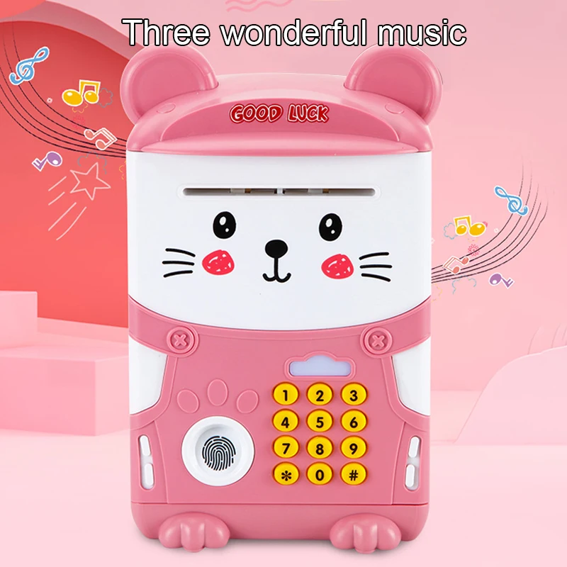 NEW Cartoon ATM Cash Saving Box Money Bank Toy For Kids Electronic Large Money Box Savings Password Digital Fingerprint Unlock