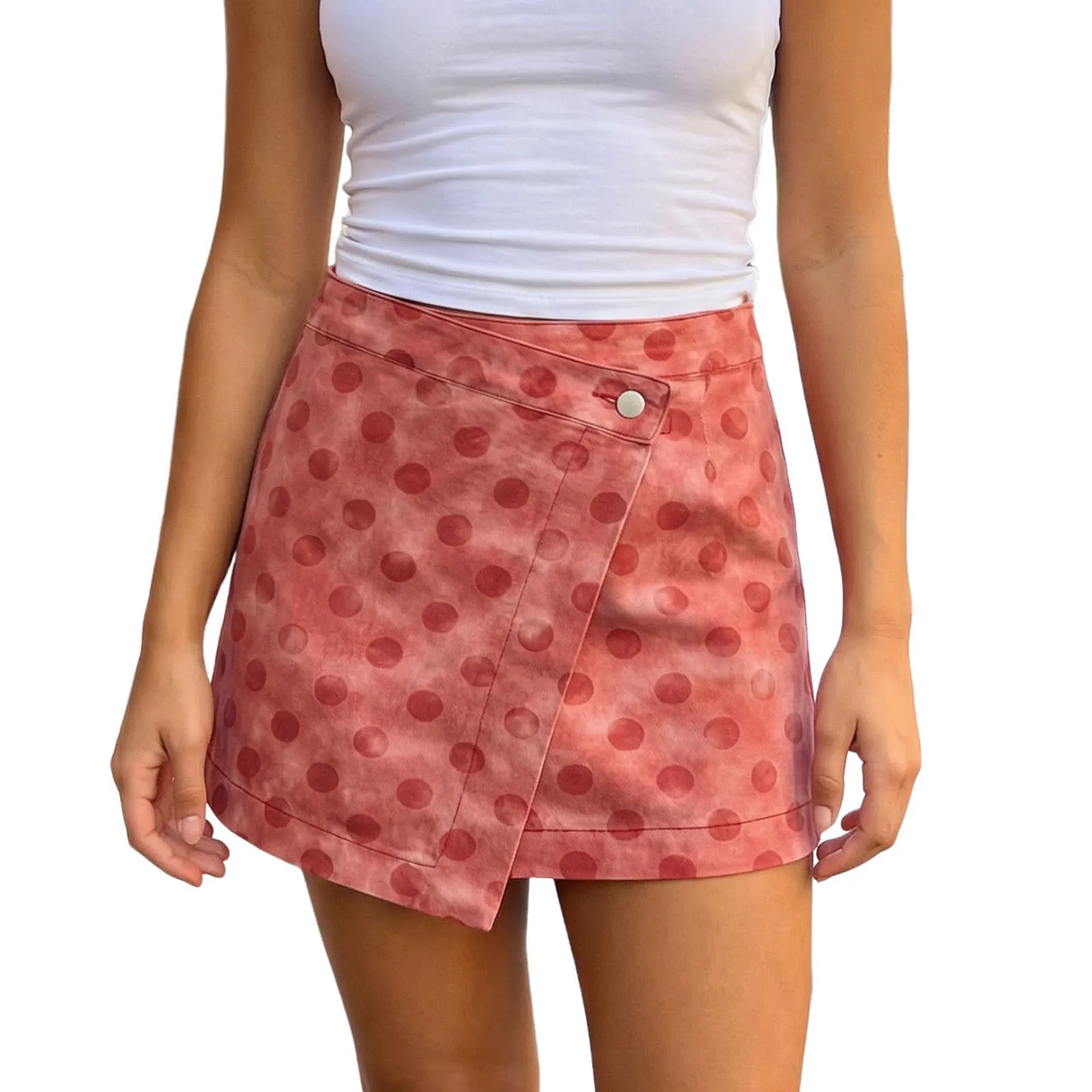 

Женские джинсовые юбки-шорты с принтом в горошек, повседневные летние мини-юбки для пляжа, отпуска, клуба и уличной моды