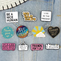 Life Motto Quotes Enamel Pins Creative ‘Never Give Up’ ‘Live in the Present’ Brooch Banner Slogan Badge Jewelry Gift for Friends