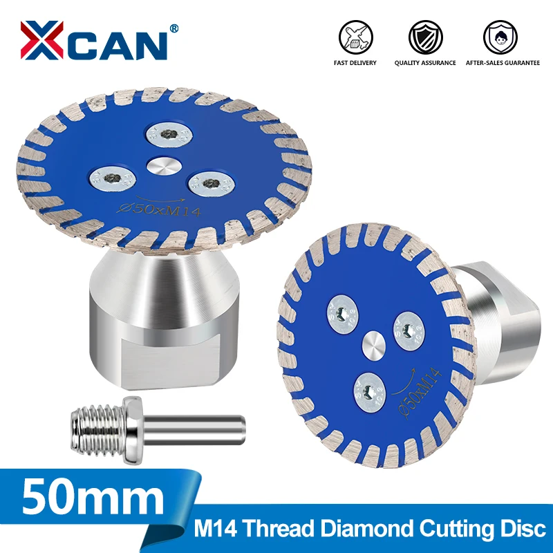 XCAN 50mm Diamond Saw Blade with M14 Thread  With RemovabIe FIange Turbo Cutting Disc For Granite Marble Stone Cutting Tool