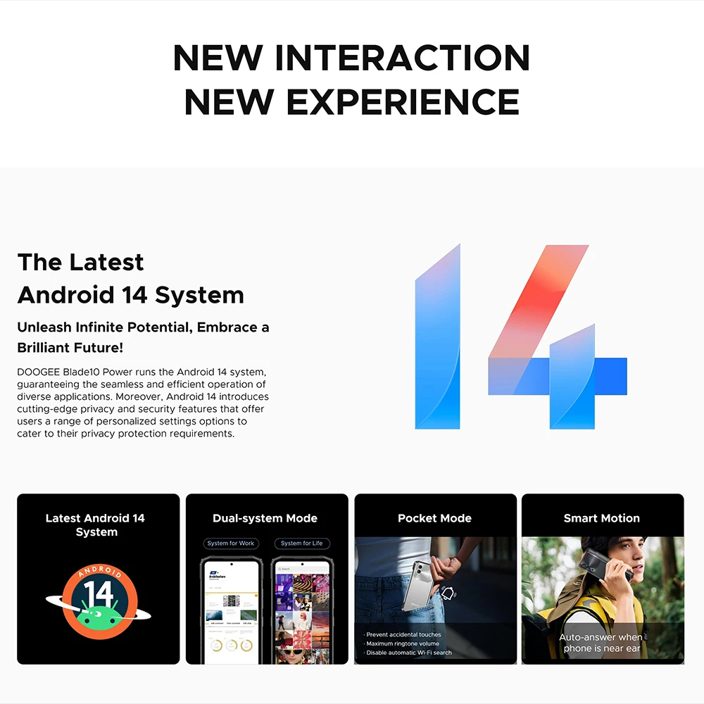 Global Version DOOGEE Blade10 Power Rugged Phone 10300mAh 6GB+256GB 6.6'' HD+ 90Hz IPS Screen 50MP AI Main Camera Android 14