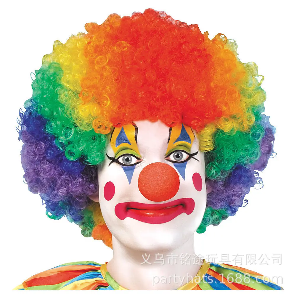 Clown Kostüm Clown Nase Perücke Fliege und Weste Karneval Clown Phantasie verkleiden Zubehör Halloween Requisiten Urlaub Party Cosplay