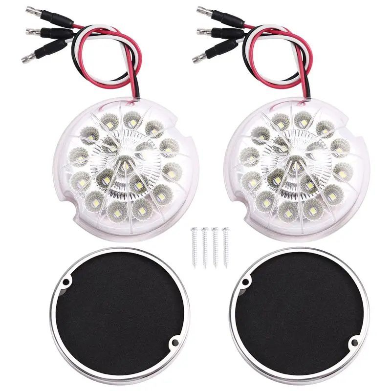 For Car Truck Boat Compatible 2Pcs 17LED Watermelon Light- Stop Turn Signal Marker Lights For Semi Trucks In White-A02G