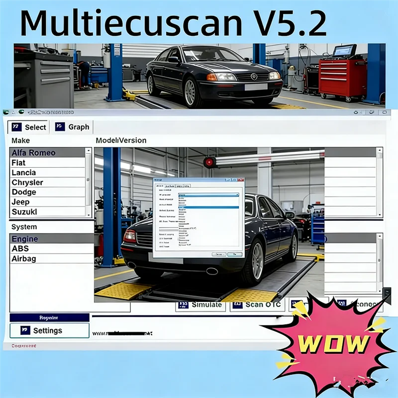 2026 hot sale Multiecuscan V5.2 work with ELM327 for Fiat/Chrysler/Dodge/Jeep/Suzuki OBDII Scanner Software