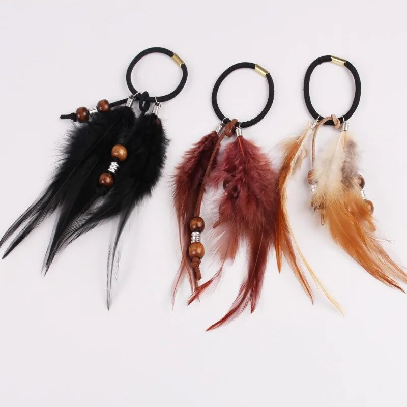 

Ethnic Feather Hair Elastic Bands for Ponytail Braids Women Girls Hair Styling Accessories