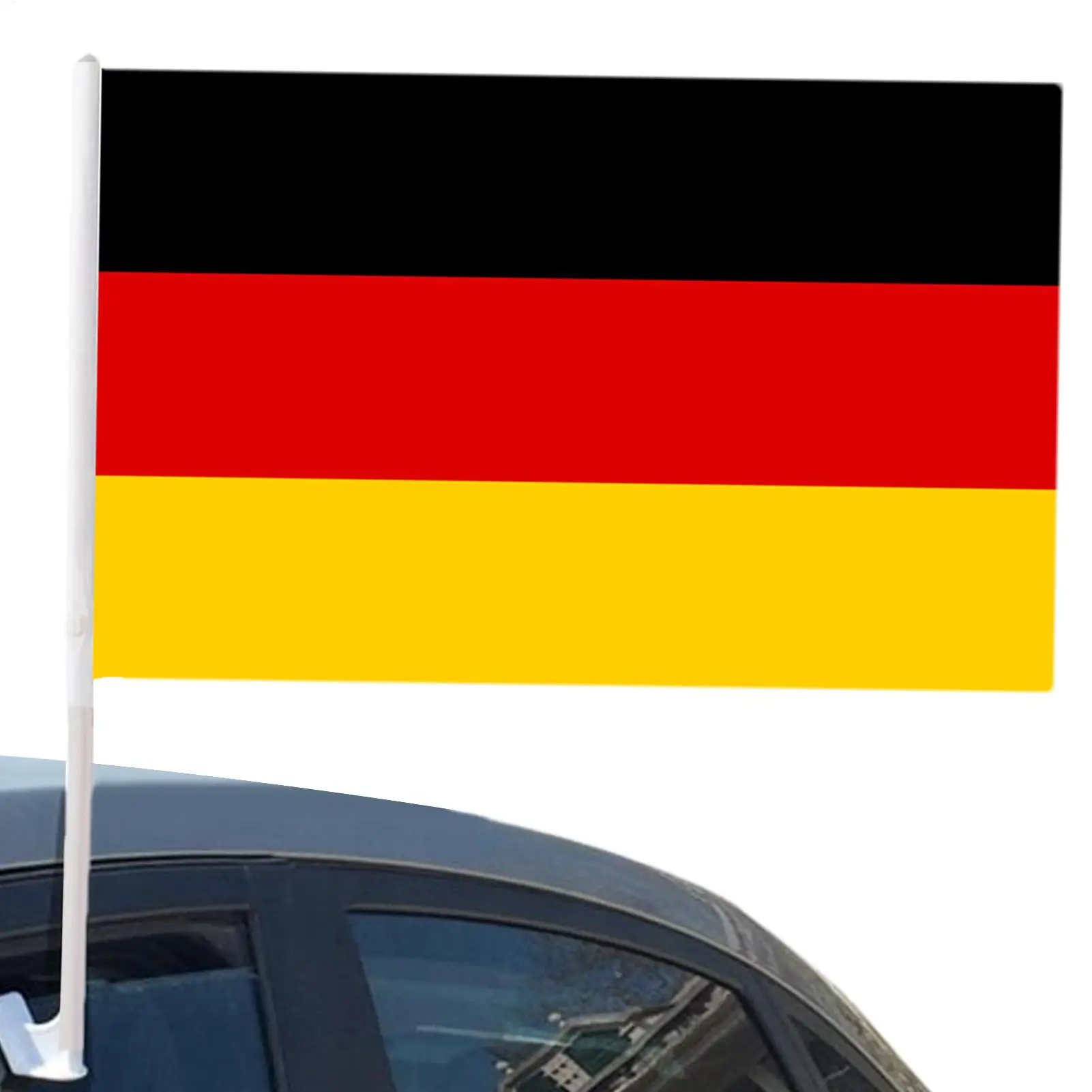 30x45cm German Car Window Flag Double Sided Polyester National Flag with Clip Holder, Windproof Outdoor Auto Decoration for SUV