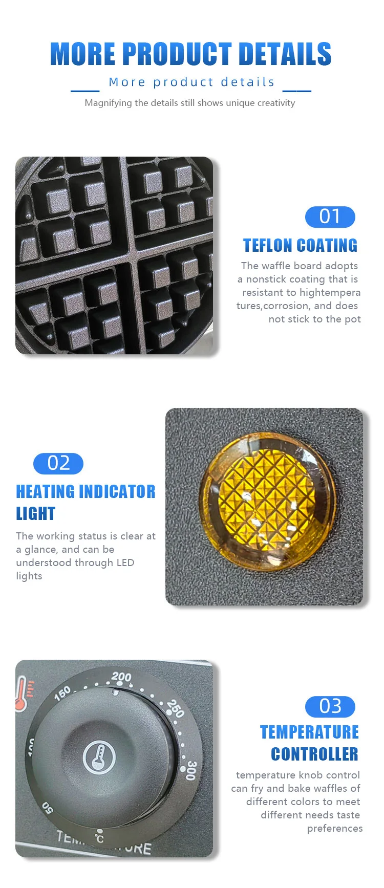 ماكينة الوافل الكهربائية المستديرة غير اللاصقة ذات الرأس المزدوج لآلات كشك الوافل الخفيفة التجارية