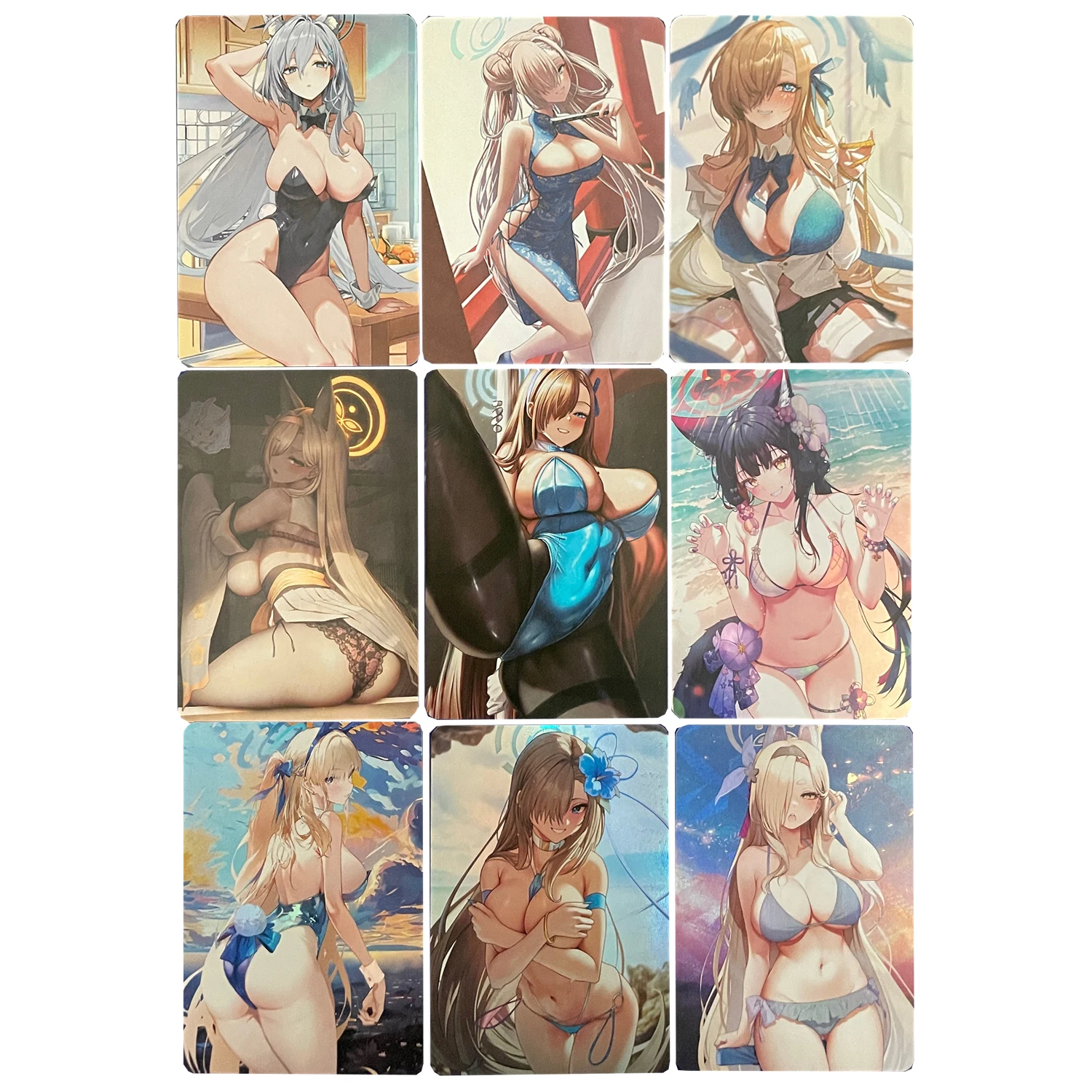 

9Pcs/set Diy Self Made Blue Archive Takanashi Hoshino Yuuki Asuna Collection Card Female Character Game Anime Card Gift Toy