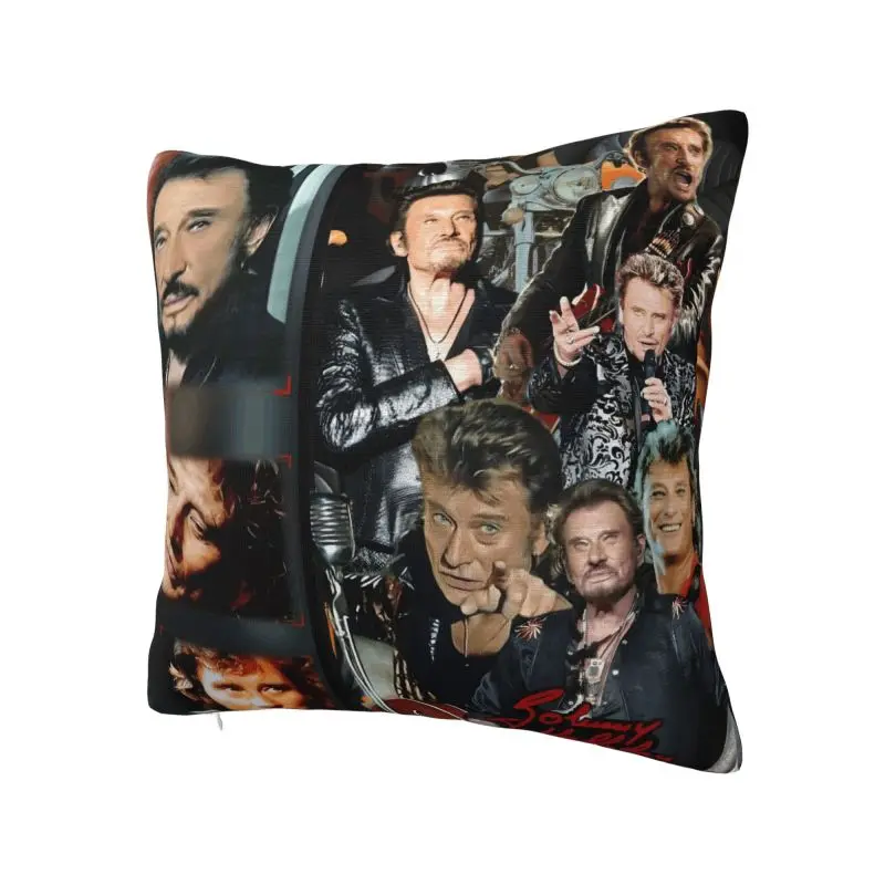 French Rock Music Johnny Hallyday Cushion Cover 55*55 cm Polyester Throw Pillow Case Living Room Decoration Bedding Pillowslip