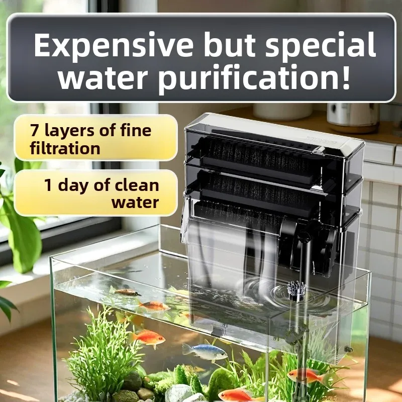 Waterfall Aquarium Filter Circulation Oil Film Removal Hang On Fish Tank Filter Silent Small Filters Fishbowl Filtration System