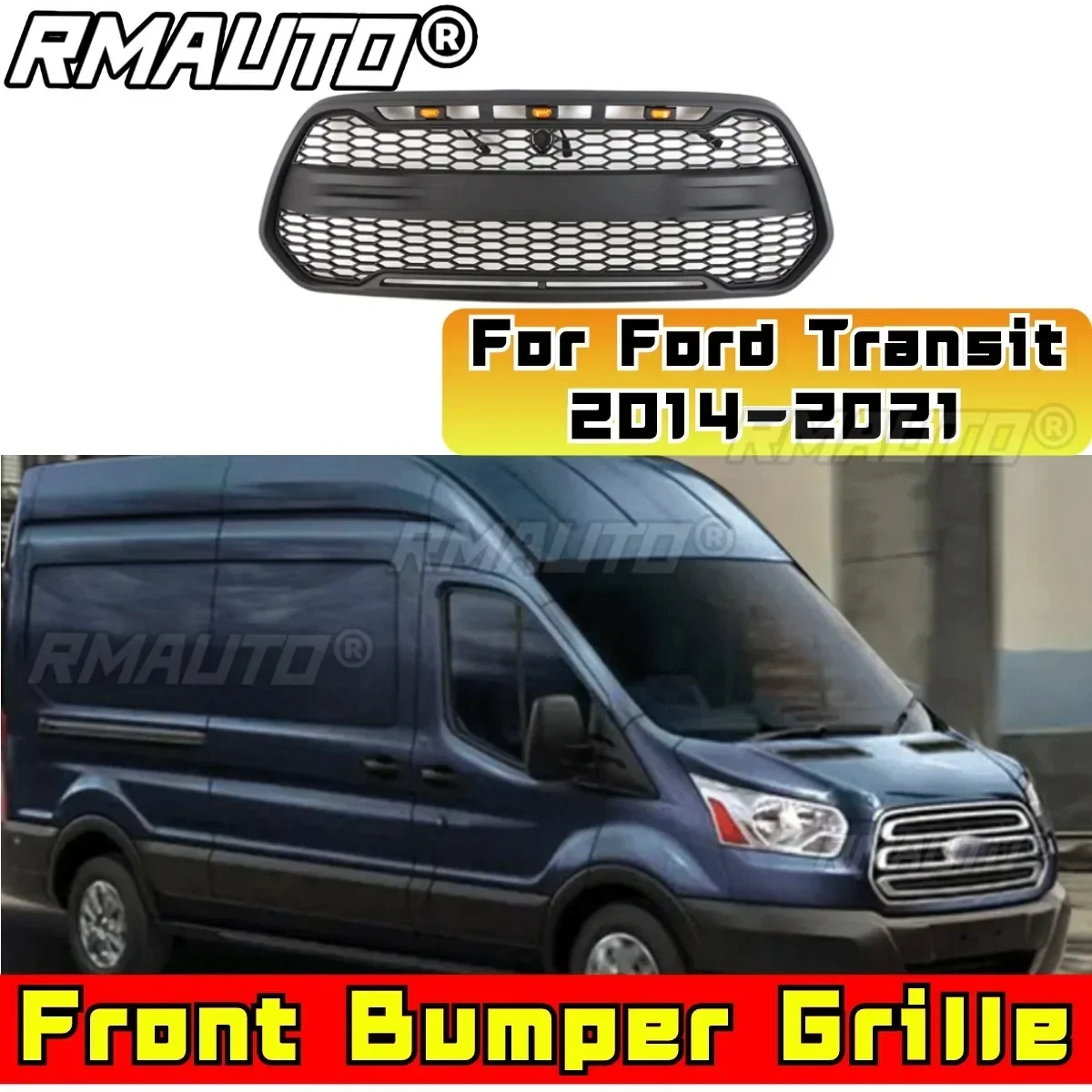 For Transit Bumper Grill Car Front Bumper Racing Grille Grillg Body Kit For Ford Transit 2014-2021 North America CUSTOM Edition