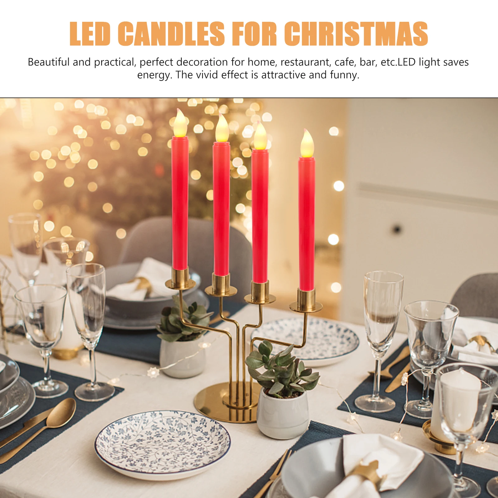 

3 Pairs LED Candles Electronic Flameless Lights Christmas Wedding Home Decor Save Energy Festive Lighting Wax Simulated