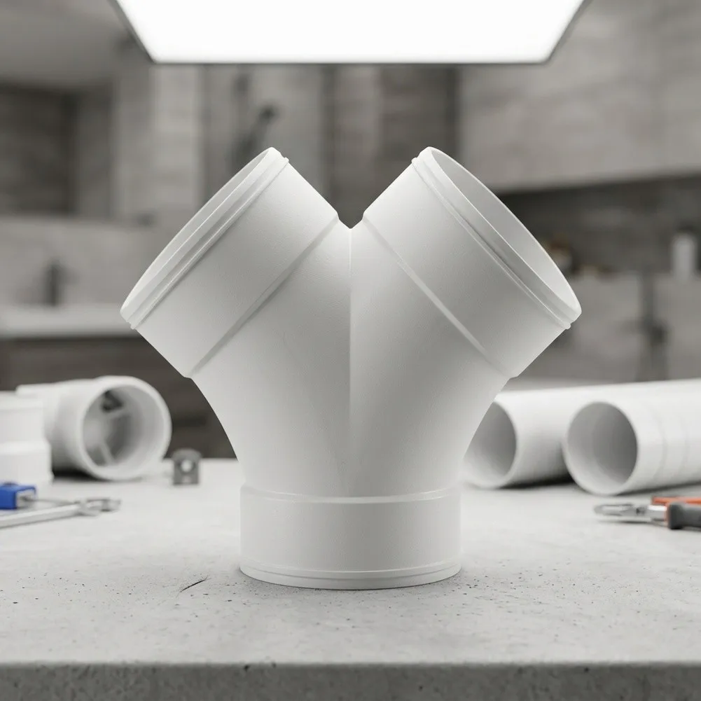 Y Pattern PVC Duct Connector for Splitting Airflow into Three Paths Suitable for Inline Fan Ducting Applications