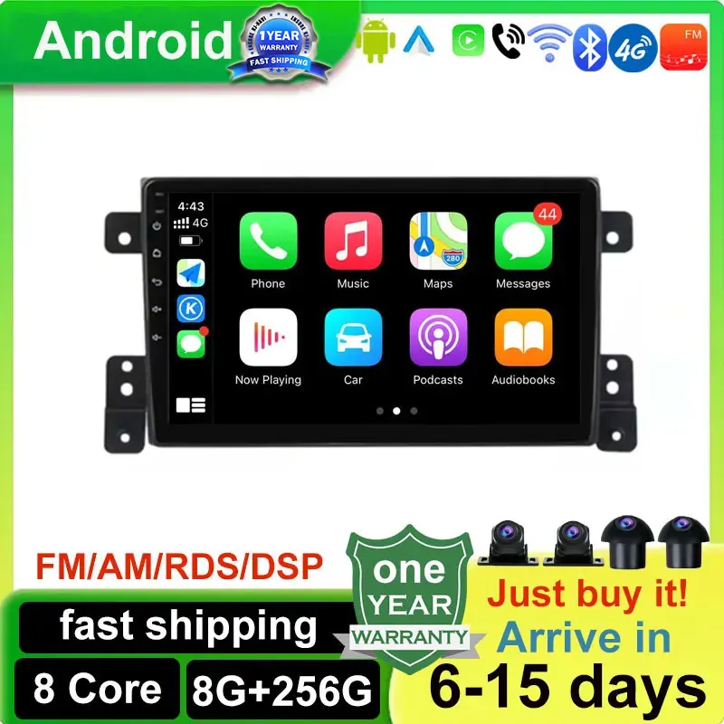 

For Suzuki Grand Vitara 2005 - 2015 Android 14 DSP Car Carplay Radio Auto Stereo Player WiFi GPS Bluetooth Navigation